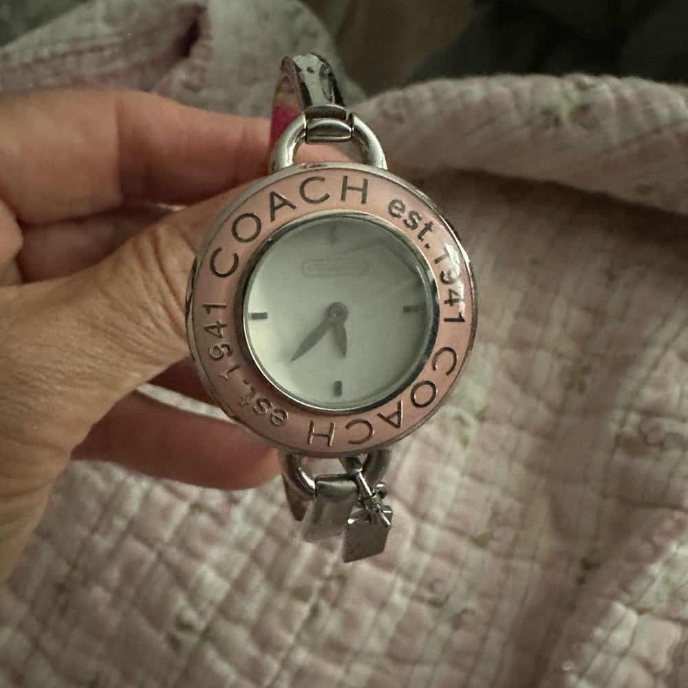 Coach Pink and Silver Women's Watch